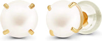 Solid 14K Yellow, White or Rose Gold 4mm Round Genuine Gemstone Birthstone Prong Set Stud Earrings For Women