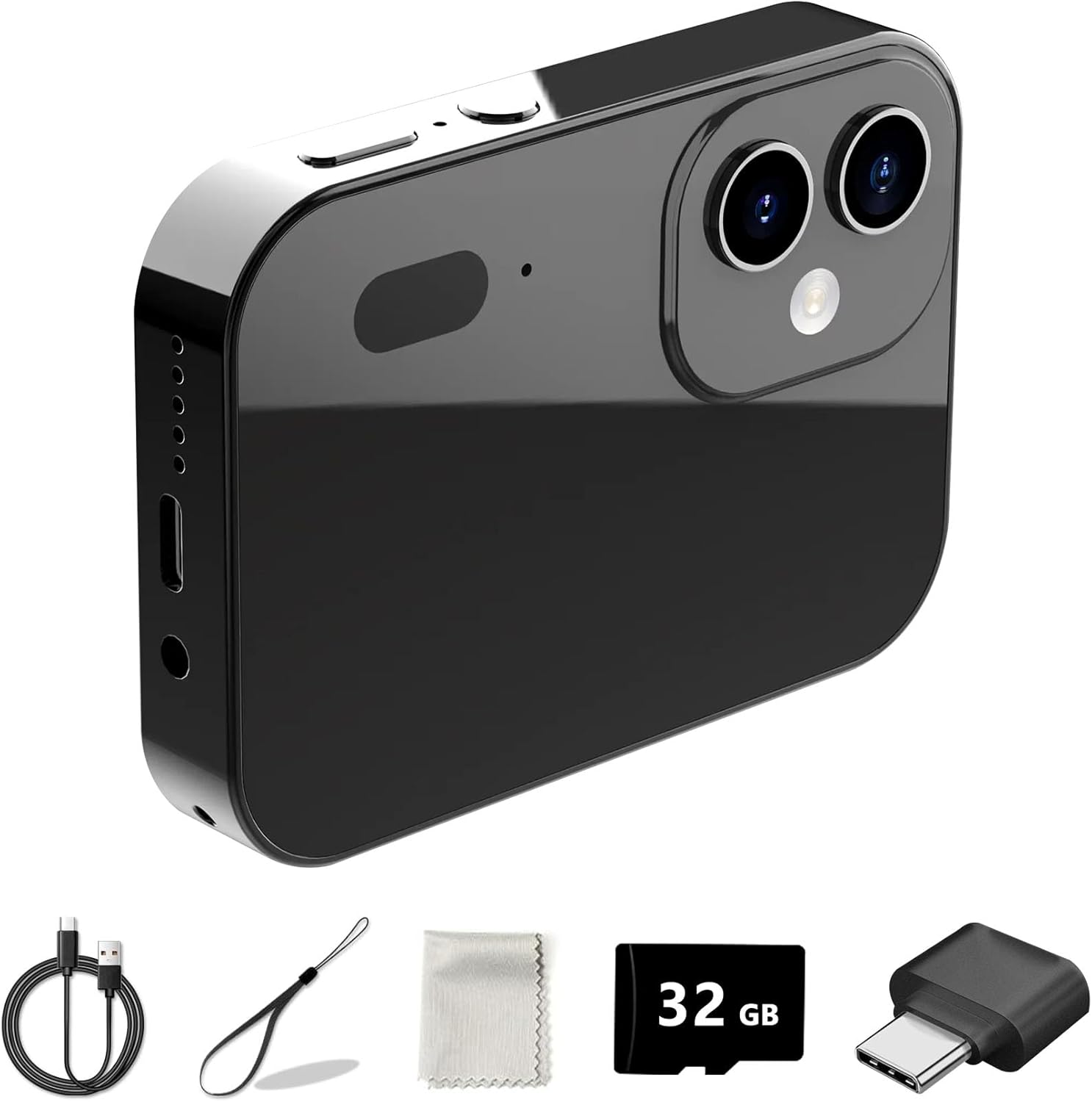 D6 Digital Camera with Auto Focus & 4K Video Recording - 64MP Portable Compact UHD Camera, 16X Digital Zoom, Anti-Shake, Includes 32GB Card - for Teens & Adult Beginners (Pink)