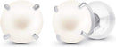 Solid 14K Yellow, White or Rose Gold 4mm Round Genuine Gemstone Birthstone Prong Set Stud Earrings For Women