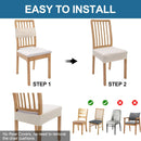 Smiry Waterproof Seat Covers for Dining Room Chairs Set of 6, Stretch Jacquard Removable Washable Chair Seat Slipcovers Protector, No Rear Covers, Beige