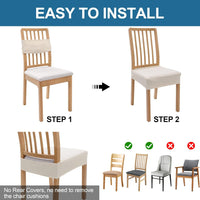 Smiry Waterproof Seat Covers for Dining Room Chairs Set of 6, Stretch Jacquard Removable Washable Chair Seat Slipcovers Protector, No Rear Covers, Beige