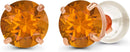Solid 14K Yellow, White or Rose Gold 4mm Round Genuine Gemstone Birthstone Prong Set Stud Earrings For Women
