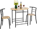 VINGLI 3 Piece Dining Set,Small Kitchen Table Set for 2,Breakfast Table Set,Kitchen Wooden Table and 2 Chairs for Small Space/Dining Room/Apartment,Metal Frame,Wine Rack,White&Light Oak