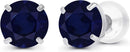 Solid 14K Yellow, White or Rose Gold 4mm Round Genuine Gemstone Birthstone Prong Set Stud Earrings For Women