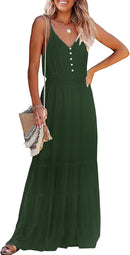 PRETTYGARDEN Sundress for Women 2025 Summer Spaghetti Strap Sleeveless High Waist Beach Long Maxi Dresses