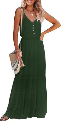 PRETTYGARDEN Sundress for Women 2025 Summer Spaghetti Strap Sleeveless High Waist Beach Long Maxi Dresses