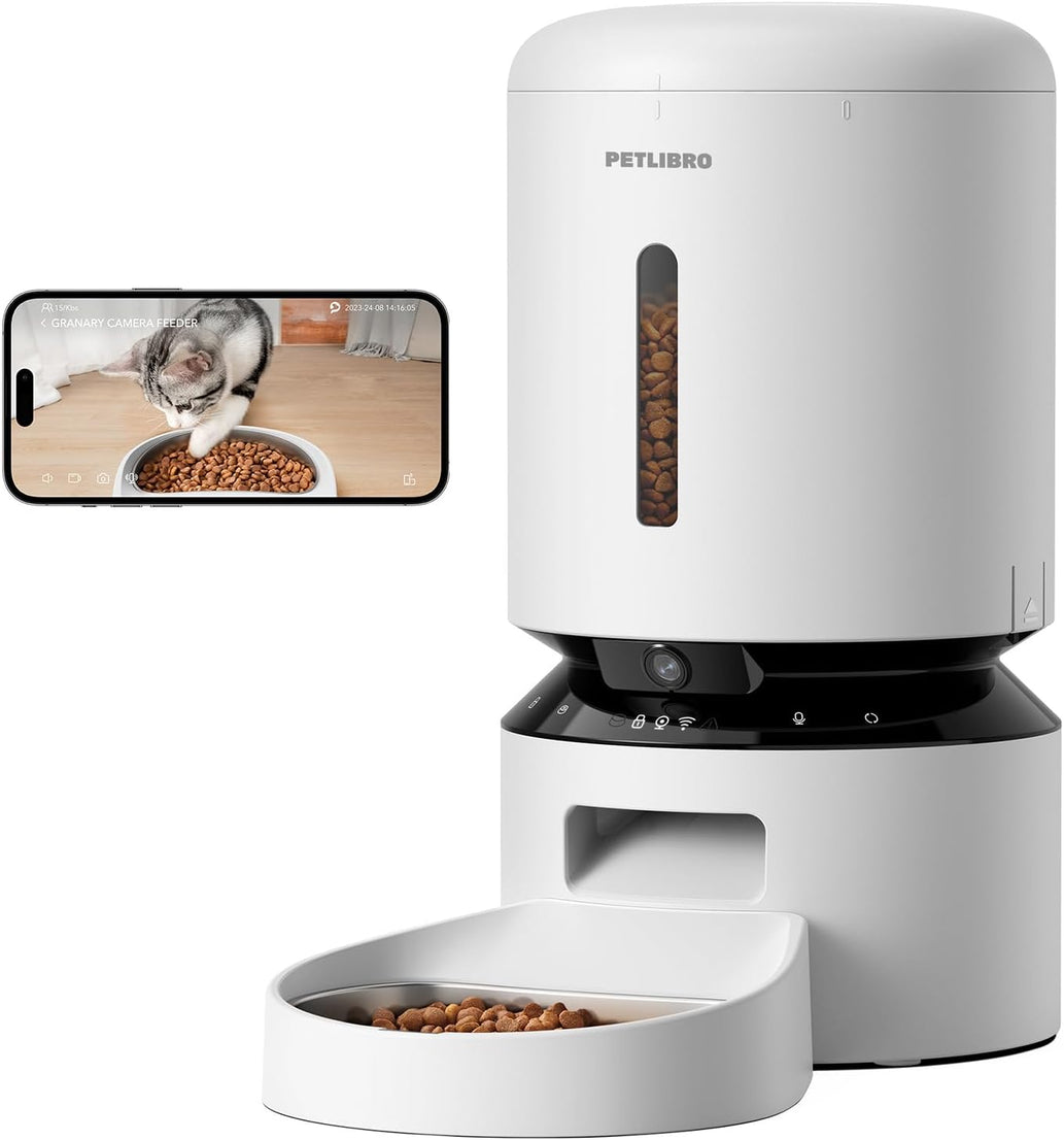 PETLIBRO Automatic Cat Feeder, Automatic Dog Food Dispenser with Freshness Preservation, Timed Pet Feeders for Dry Food, Up to 50 Portions 6 Meals Per Day, Granary Black