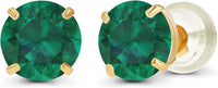 Solid 14K Yellow, White or Rose Gold 4mm Round Genuine Gemstone Birthstone Prong Set Stud Earrings For Women