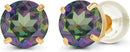 Solid 14K Yellow, White or Rose Gold 4mm Round Genuine Gemstone Birthstone Prong Set Stud Earrings For Women