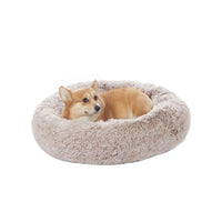 Bedfolks Calming Donut Dog Bed, 45-Inch Round Plush Anti-Anxiety Dog Bed, Washable with Non-Slip Bottom (Pink, Extra Large)