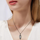 YFN Irish Celtic Knot Created Opal Pendant Necklace Sterling Silver Black Necklaces for Women Men 18"