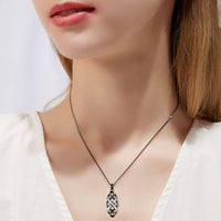 YFN Irish Celtic Knot Created Opal Pendant Necklace Sterling Silver Black Necklaces for Women Men 18"