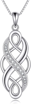 YFN Irish Celtic Knot Created Opal Pendant Necklace Sterling Silver Black Necklaces for Women Men 18"