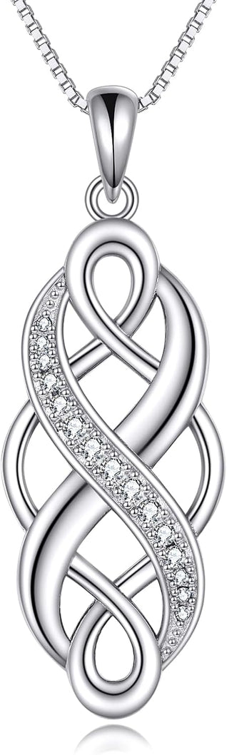 YFN Irish Celtic Knot Created Opal Pendant Necklace Sterling Silver Black Necklaces for Women Men 18"