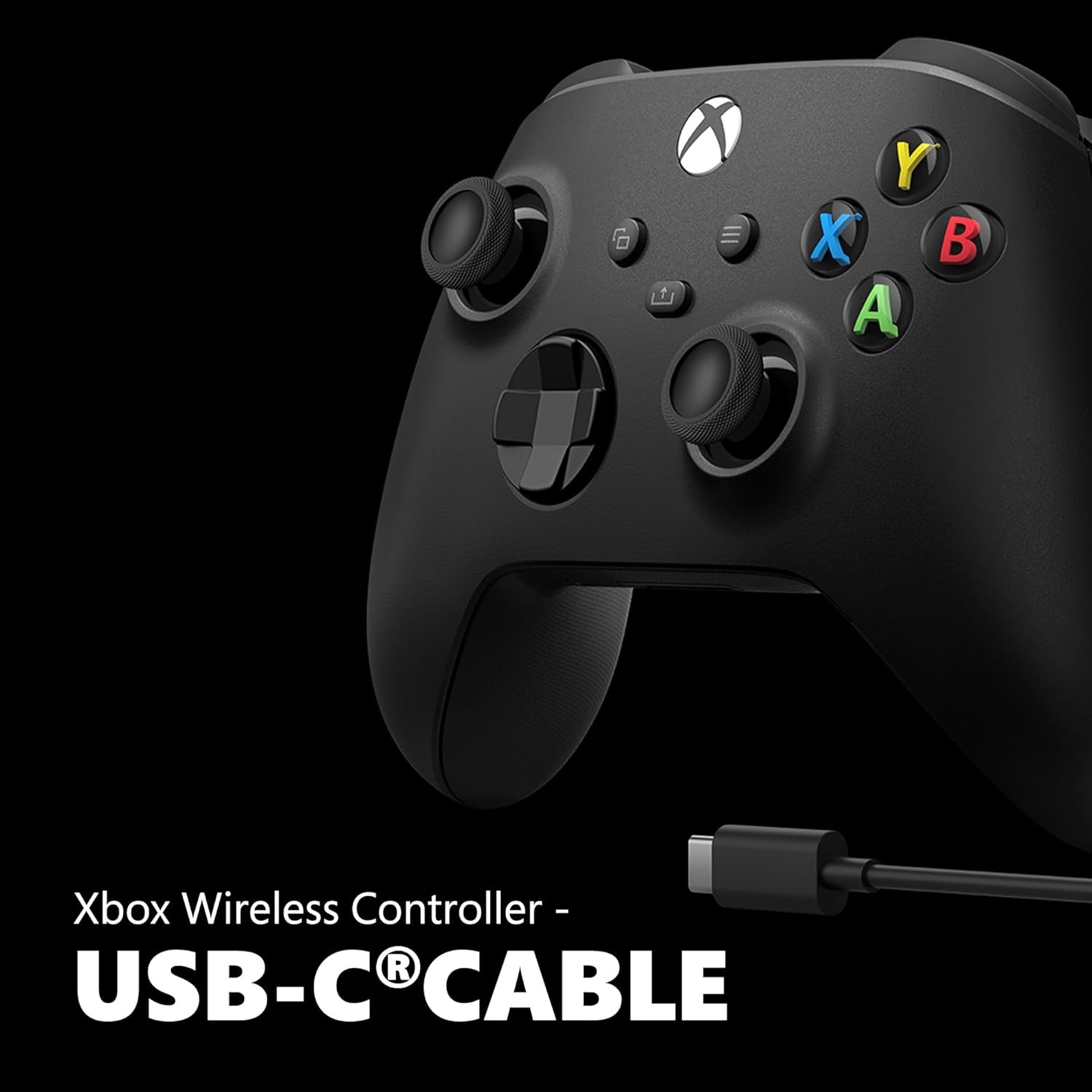 Xbox Core Wireless Gaming Controller + USB-C® Cable – Carbon Black Series X|S, One, Windows PC, Android, and iOS