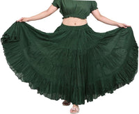 Wevez Women's Gypsy 25 Yard Solid Color Cotton Skirt