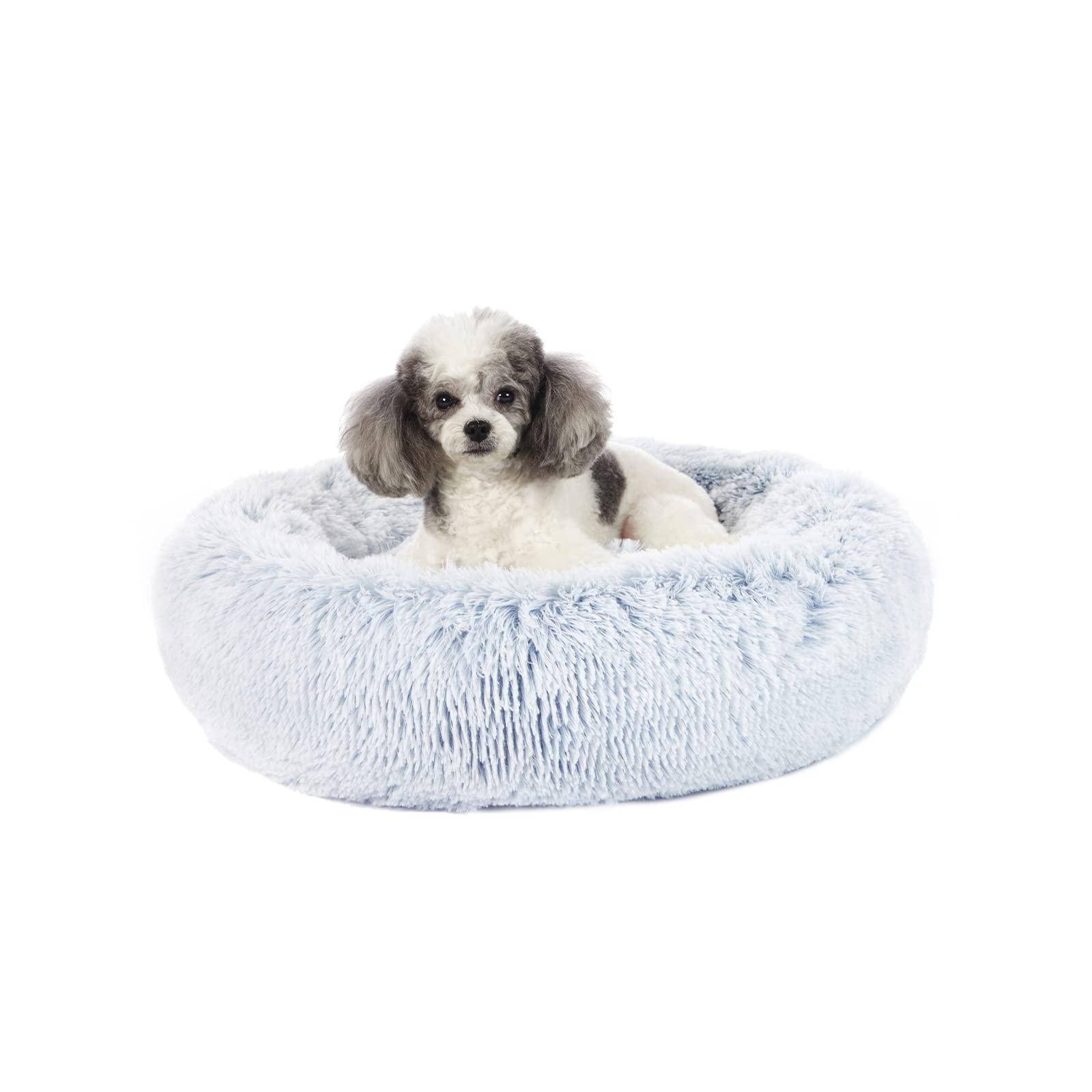 Bedfolks Calming Donut Dog Bed, 45-Inch Round Plush Anti-Anxiety Dog Bed, Washable with Non-Slip Bottom (Pink, Extra Large)
