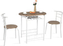 VINGLI 3 Piece Dining Set,Small Kitchen Table Set for 2,Breakfast Table Set,Kitchen Wooden Table and 2 Chairs for Small Space/Dining Room/Apartment,Metal Frame,Wine Rack,White&Light Oak