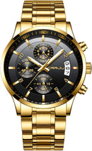 CRRJU Men's Fashion Stainless Steel Watches Date Waterproof Chronograph Wristwatches,Stainsteel Steel Band Waterproof Watch