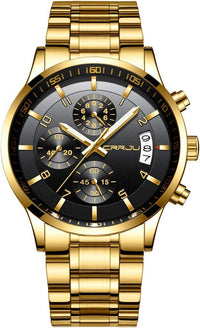 CRRJU Men's Fashion Stainless Steel Watches Date Waterproof Chronograph Wristwatches,Stainsteel Steel Band Waterproof Watch