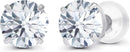 Solid 14K Yellow, White or Rose Gold 4mm Round Genuine Gemstone Birthstone Prong Set Stud Earrings For Women