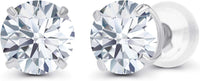 Solid 14K Yellow, White or Rose Gold 4mm Round Genuine Gemstone Birthstone Prong Set Stud Earrings For Women