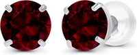 Solid 14K Yellow, White or Rose Gold 4mm Round Genuine Gemstone Birthstone Prong Set Stud Earrings For Women