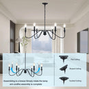 Black Chandelier,6-Light Rustic Industrial Iron Chandeliers for Dining Room Lighting Fixtures Hanging,Candle Hanging Hallway, Living Room, Foyer, Bedroom, Office, Bar,Island Lights