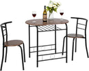 VINGLI 3 Piece Dining Set,Small Kitchen Table Set for 2,Breakfast Table Set,Kitchen Wooden Table and 2 Chairs for Small Space/Dining Room/Apartment,Metal Frame,Wine Rack,White&Light Oak