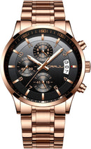 CRRJU Men's Fashion Stainless Steel Watches Date Waterproof Chronograph Wristwatches,Stainsteel Steel Band Waterproof Watch