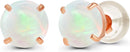 Solid 14K Yellow, White or Rose Gold 4mm Round Genuine Gemstone Birthstone Prong Set Stud Earrings For Women