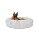 Bedfolks Calming Donut Dog Bed, 45-Inch Round Plush Anti-Anxiety Dog Bed, Washable with Non-Slip Bottom (Pink, Extra Large)