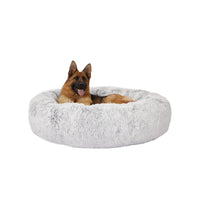 Bedfolks Calming Donut Dog Bed, 45-Inch Round Plush Anti-Anxiety Dog Bed, Washable with Non-Slip Bottom (Pink, Extra Large)