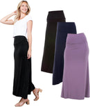 Azules Women's Maxi Skirt: Elegant, Soft, Stretchy Flowy Rayon Boho, High Waist Fold Over – Versatile for Any Occasion.