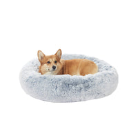 Bedfolks Calming Donut Dog Bed, 45-Inch Round Plush Anti-Anxiety Dog Bed, Washable with Non-Slip Bottom (Pink, Extra Large)