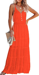PRETTYGARDEN Sundress for Women 2025 Summer Spaghetti Strap Sleeveless High Waist Beach Long Maxi Dresses