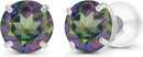 Solid 14K Yellow, White or Rose Gold 4mm Round Genuine Gemstone Birthstone Prong Set Stud Earrings For Women