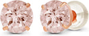 Solid 14K Yellow, White or Rose Gold 4mm Round Genuine Gemstone Birthstone Prong Set Stud Earrings For Women