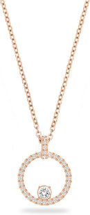 Swarovski Creativity Collection Women's Necklace, Intertwined circle Pendant with White Crystals and Rose-Gold Tone Plated Chain