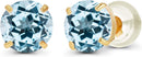 Solid 14K Yellow, White or Rose Gold 4mm Round Genuine Gemstone Birthstone Prong Set Stud Earrings For Women