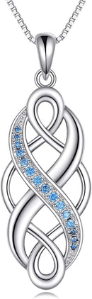 YFN Irish Celtic Knot Created Opal Pendant Necklace Sterling Silver Black Necklaces for Women Men 18"