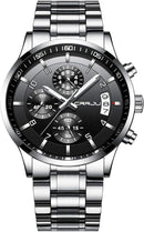 CRRJU Men's Fashion Stainless Steel Watches Date Waterproof Chronograph Wristwatches,Stainsteel Steel Band Waterproof Watch