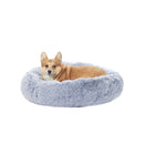 Bedfolks Calming Donut Dog Bed, 45-Inch Round Plush Anti-Anxiety Dog Bed, Washable with Non-Slip Bottom (Pink, Extra Large)