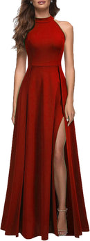 MUSHARE Women's Halter Neck Sexy Split Cocktail Party Maxi Long Formal Dress