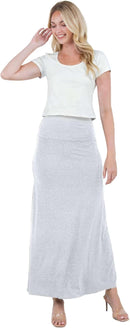 Azules Women's Maxi Skirt: Elegant, Soft, Stretchy Flowy Rayon Boho, High Waist Fold Over – Versatile for Any Occasion.