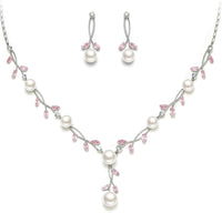 EVER FAITH Wedding Pearl Jewelry for Bride CZ Crystal Simulated Pearls Floral Vine Filigree Bridal Necklace Earrings Set