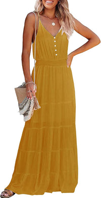 PRETTYGARDEN Sundress for Women 2025 Summer Spaghetti Strap Sleeveless High Waist Beach Long Maxi Dresses