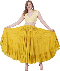 Wevez Women's Gypsy 25 Yard Solid Color Cotton Skirt
