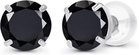 Solid 14K Yellow, White or Rose Gold 4mm Round Genuine Gemstone Birthstone Prong Set Stud Earrings For Women