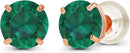 Solid 14K Yellow, White or Rose Gold 4mm Round Genuine Gemstone Birthstone Prong Set Stud Earrings For Women